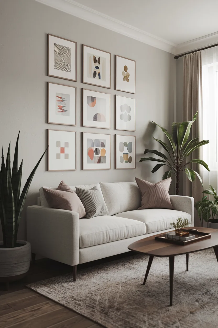 small living room gallery wall