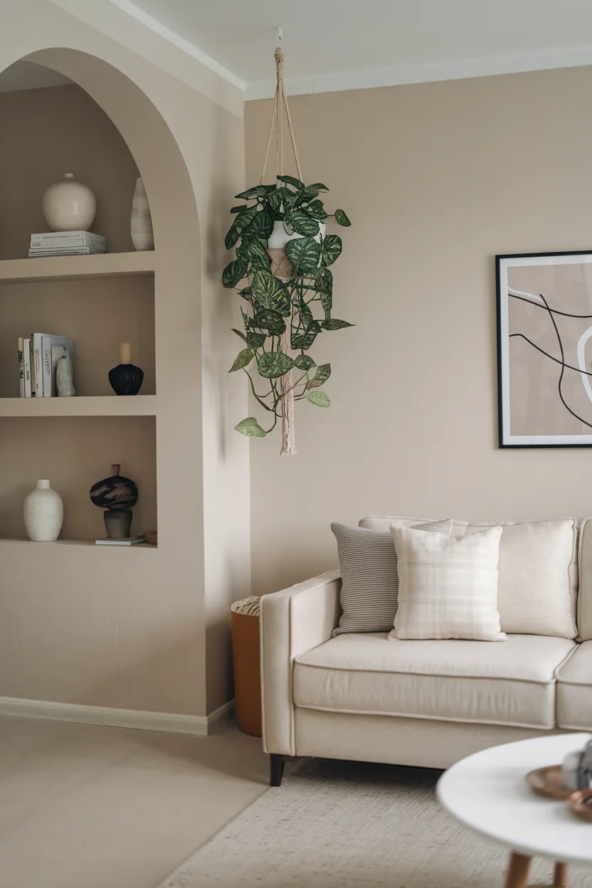 small living room hanging plant