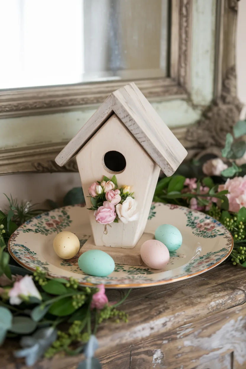 spring mantle decor birdhouse or nest 1