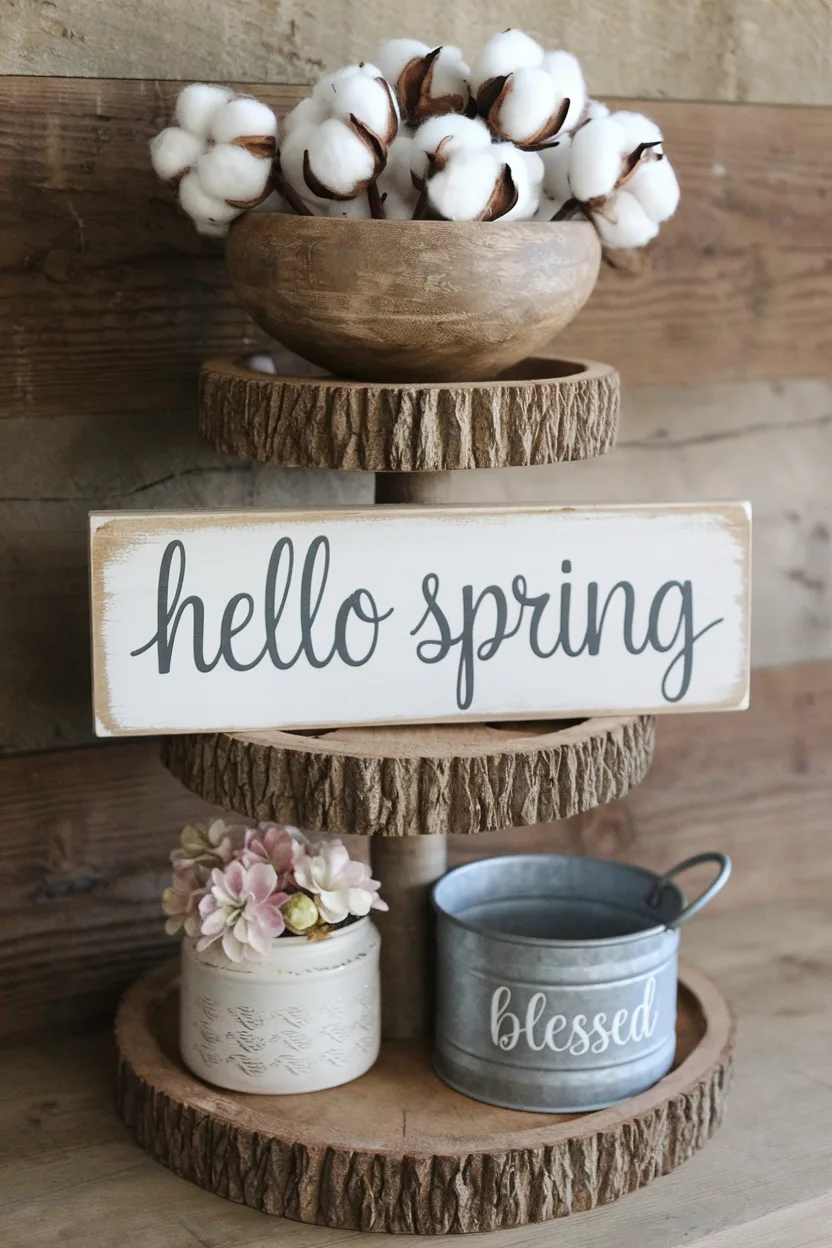 spring tiered tray farmhouse inspired tray