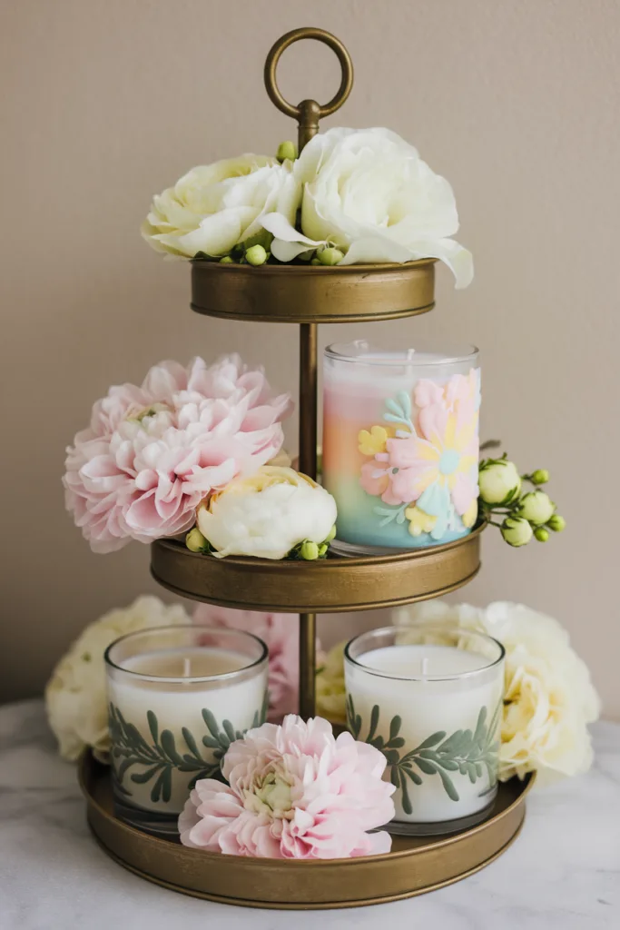 spring tiered tray seasonal candles