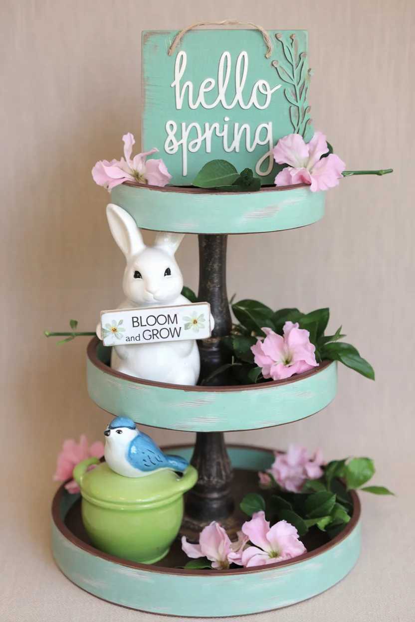 spring tiered tray seasonal signs and quotes