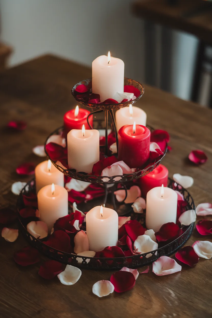 valentines centerpiece candle display