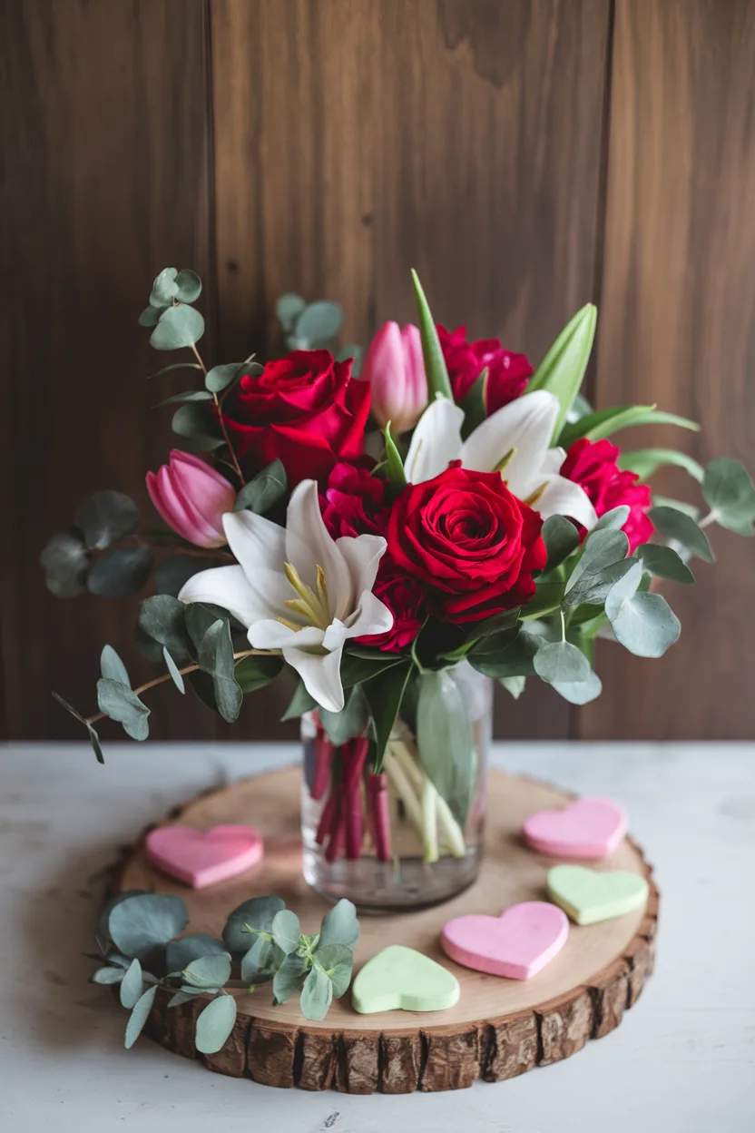 valentines centerpiece flowers arrangement