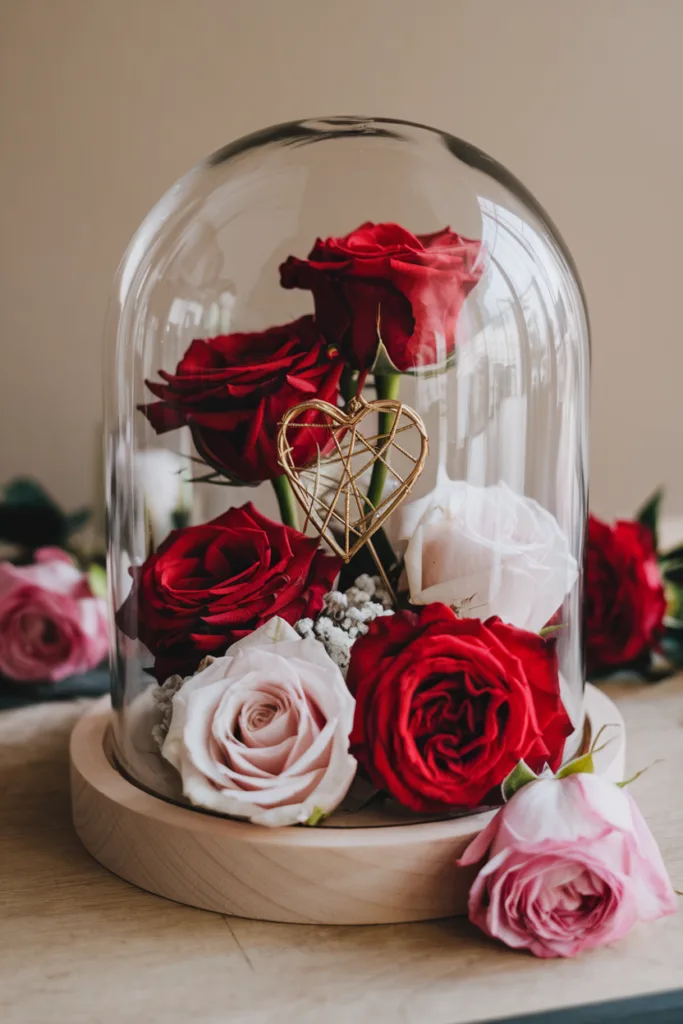 valentines centerpiece glass dome