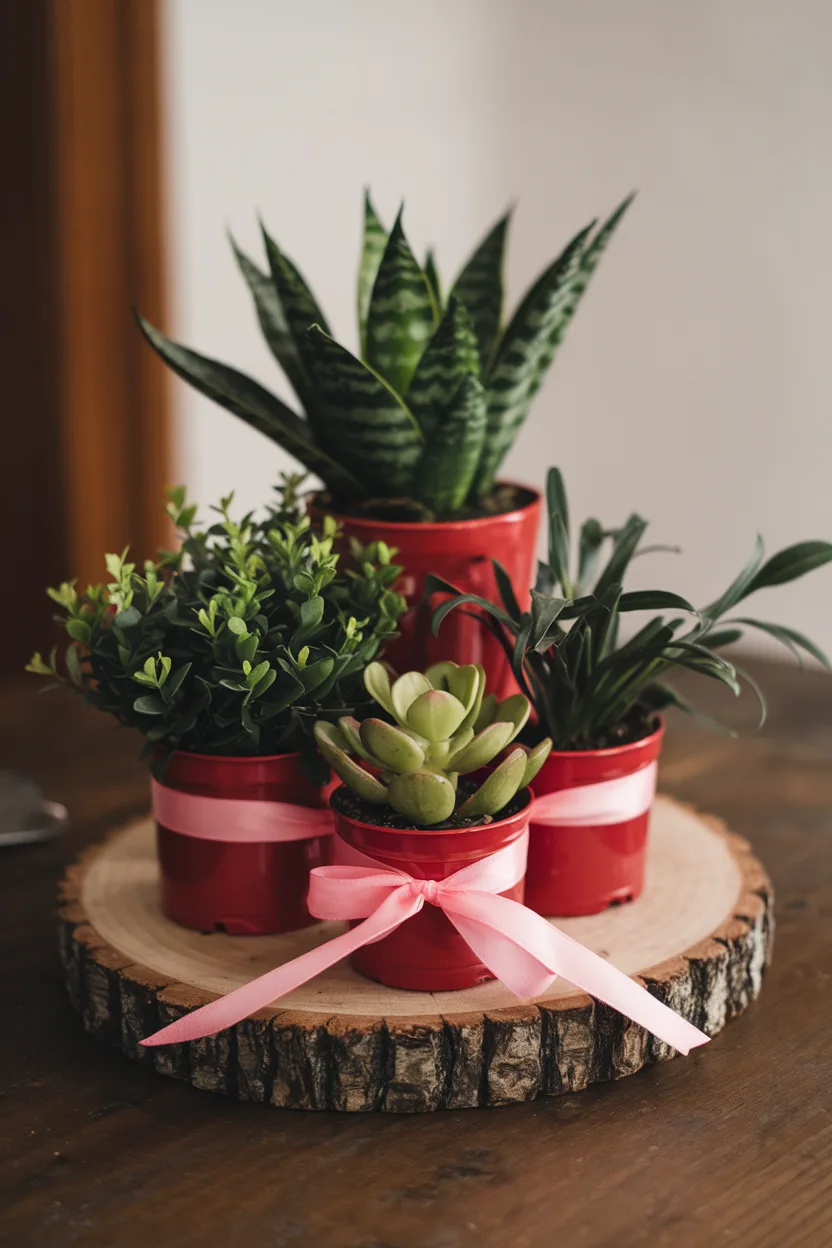 valentines centerpiece potted plants