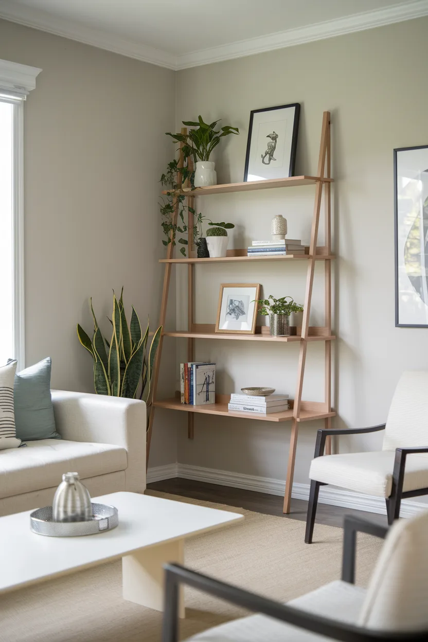 corner ideas ladder shelf