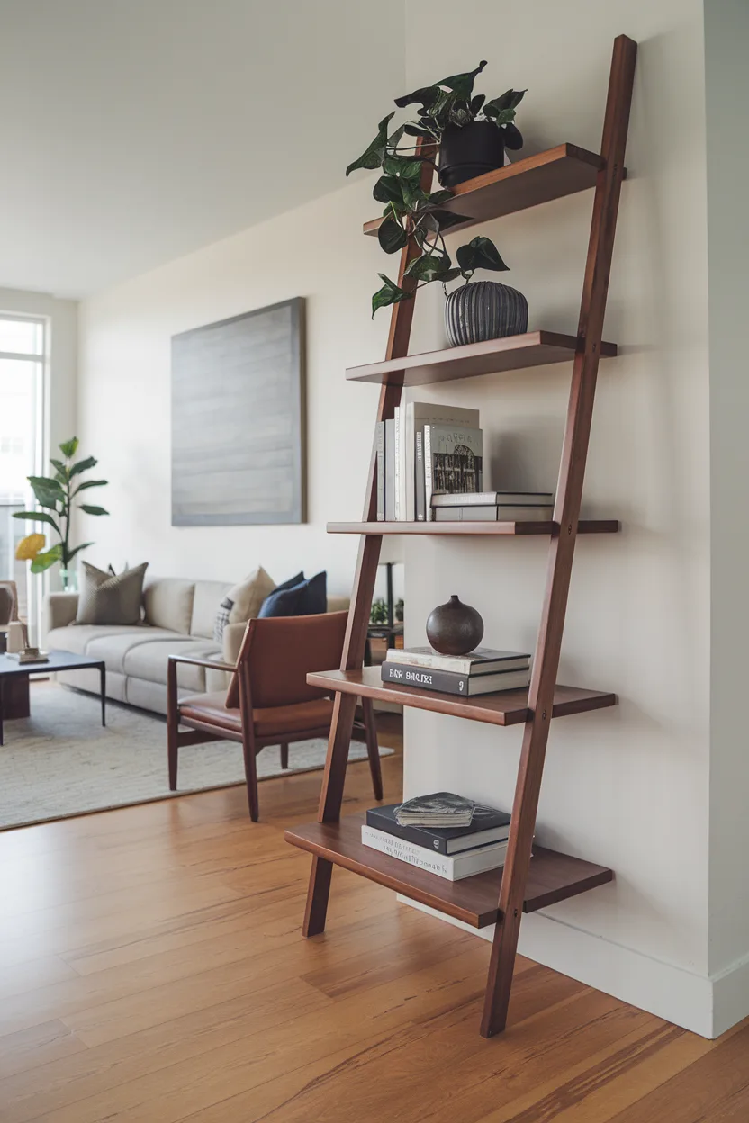 empty wall ideas leaning ladder shelf