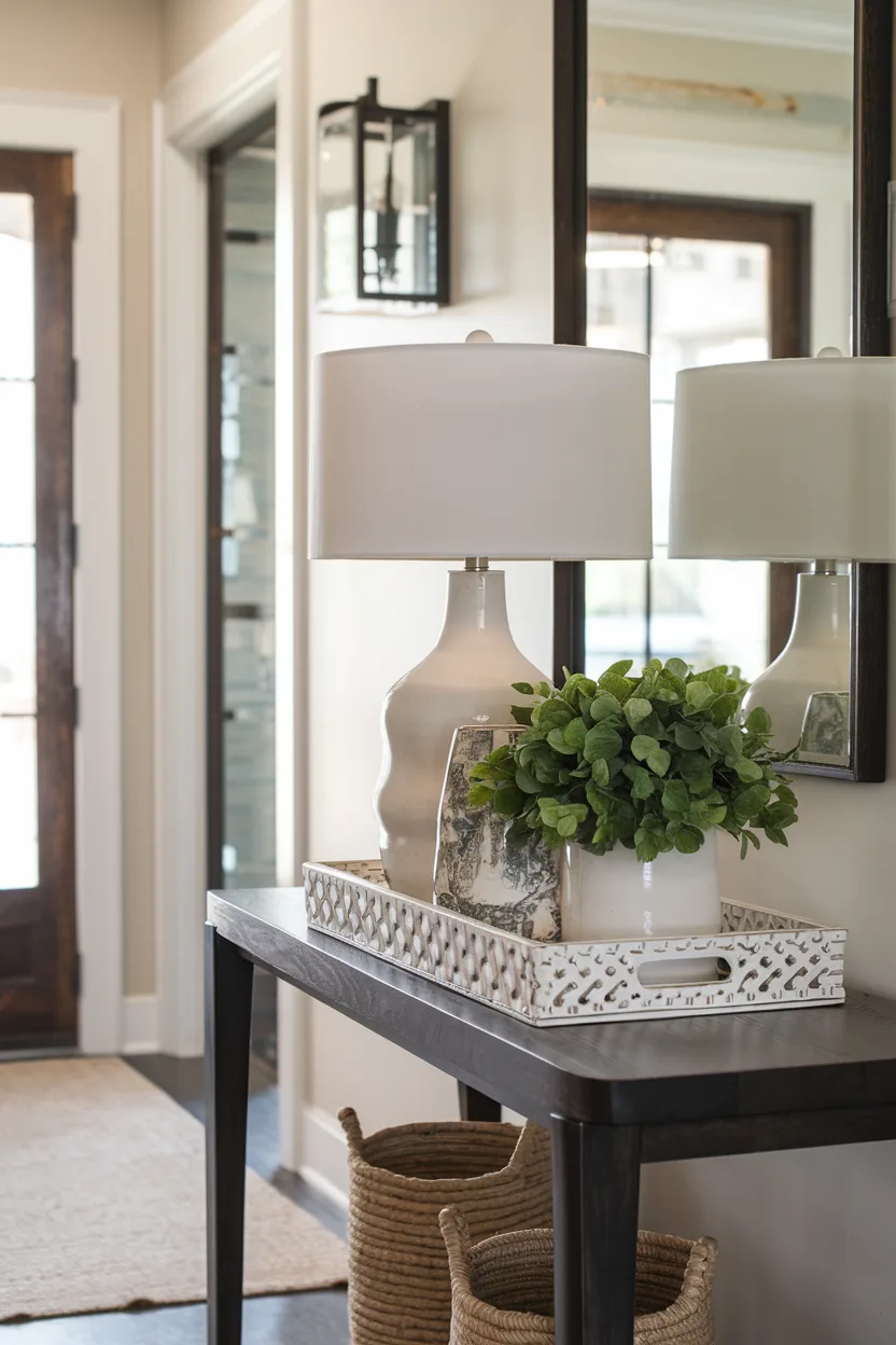 foyer decor ideas with a decorative tray