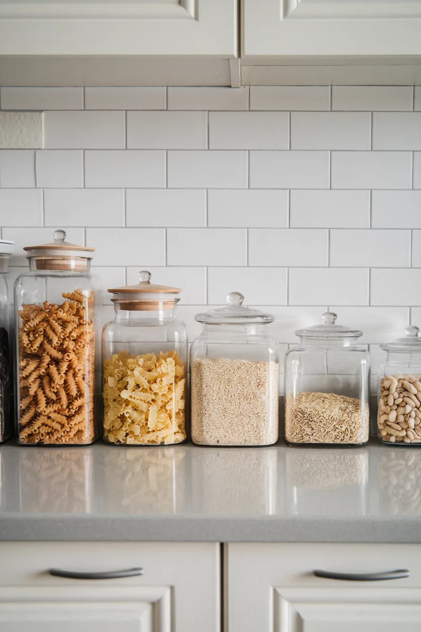 kitchen countertop clear jars