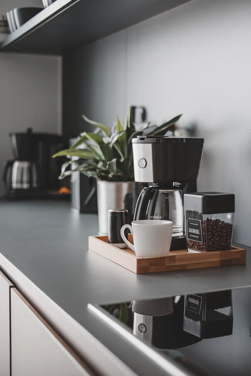 kitchen countertop coffee station