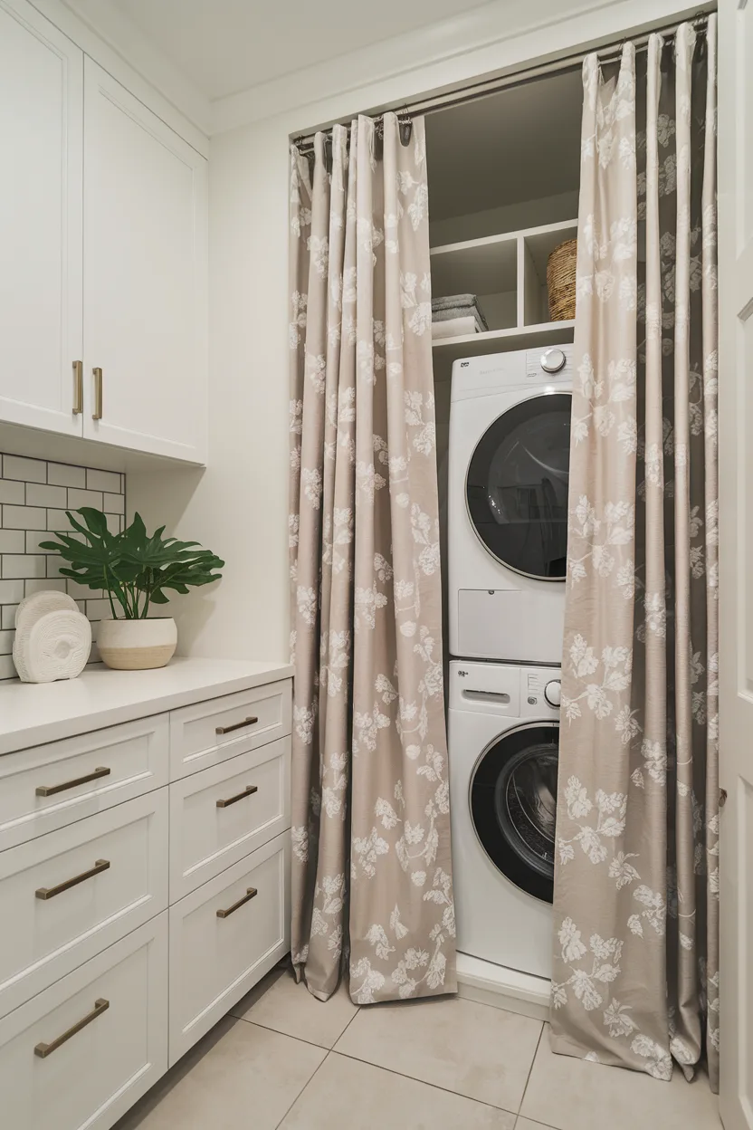 laundry room curtains or sliding doors