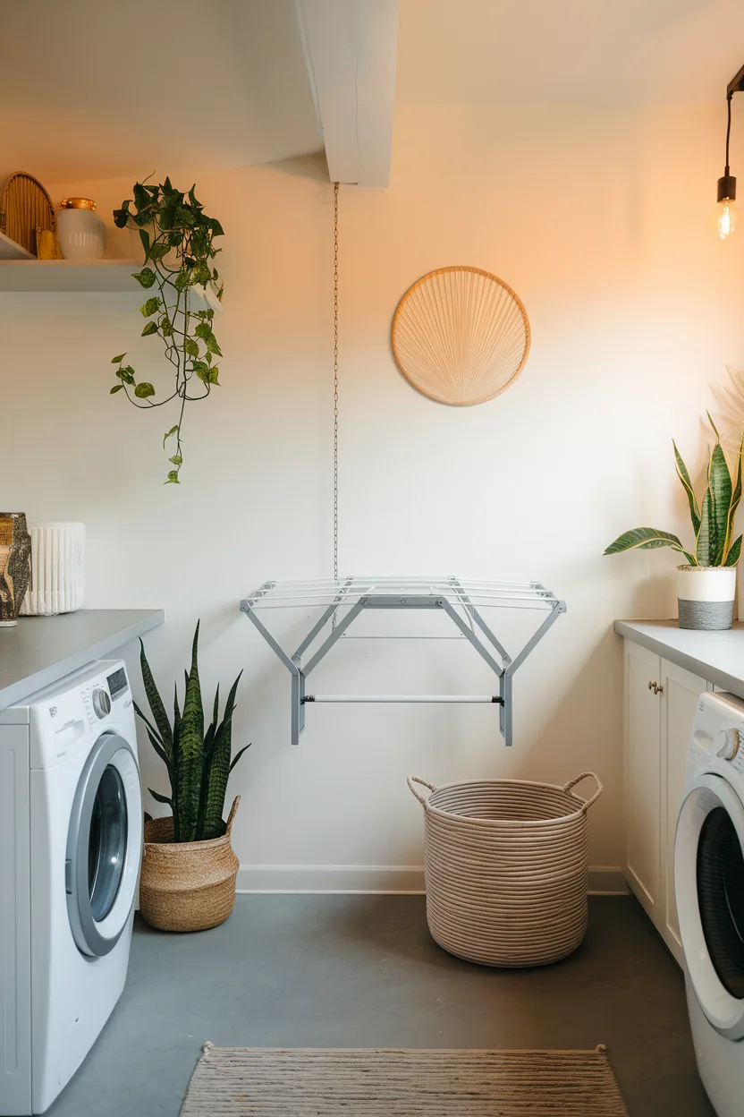 laundry room fold down drying rack