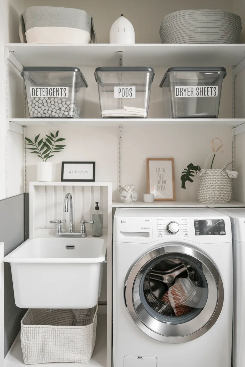 laundry room label baskets