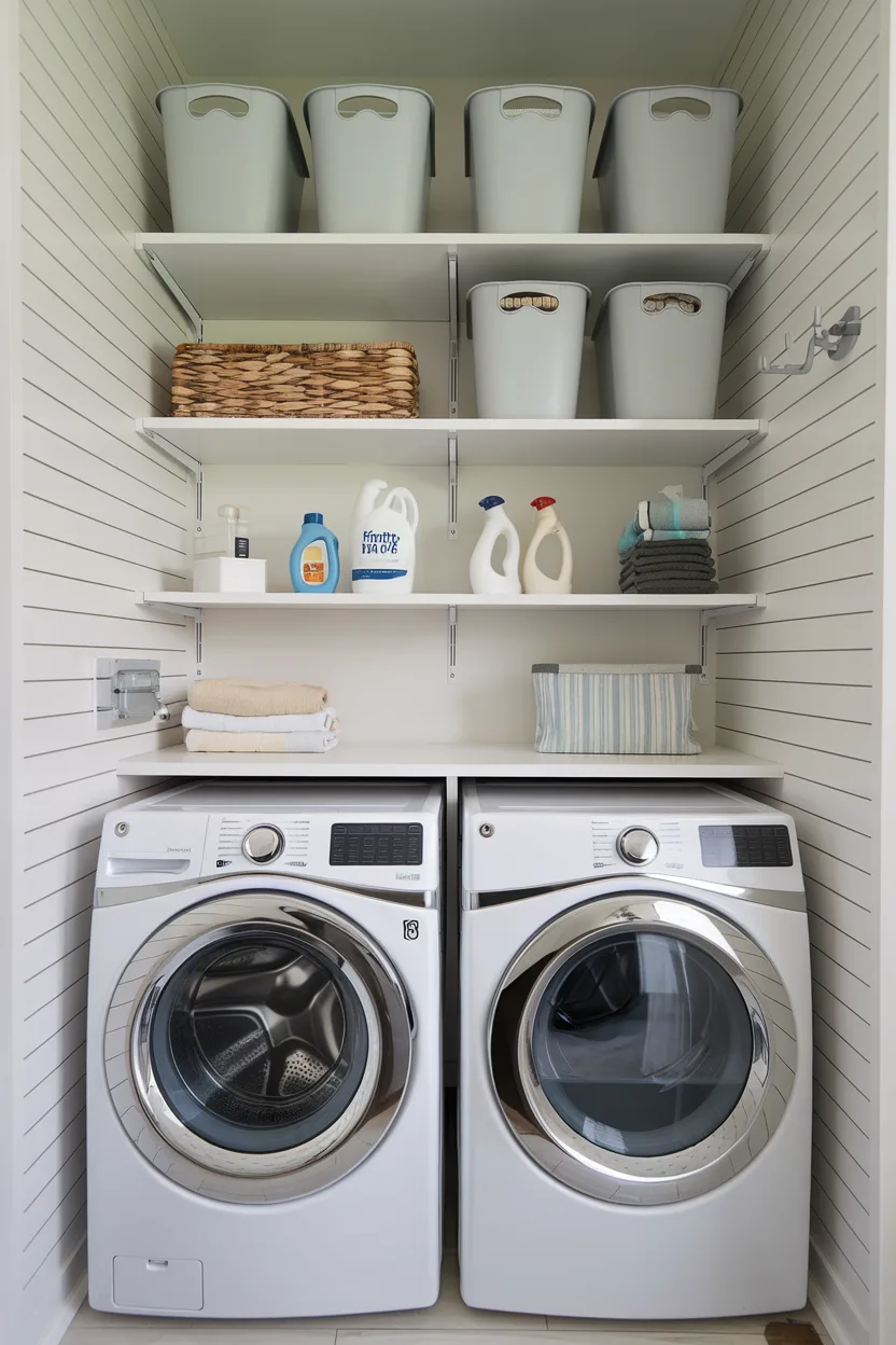 laundry room vertical shelving