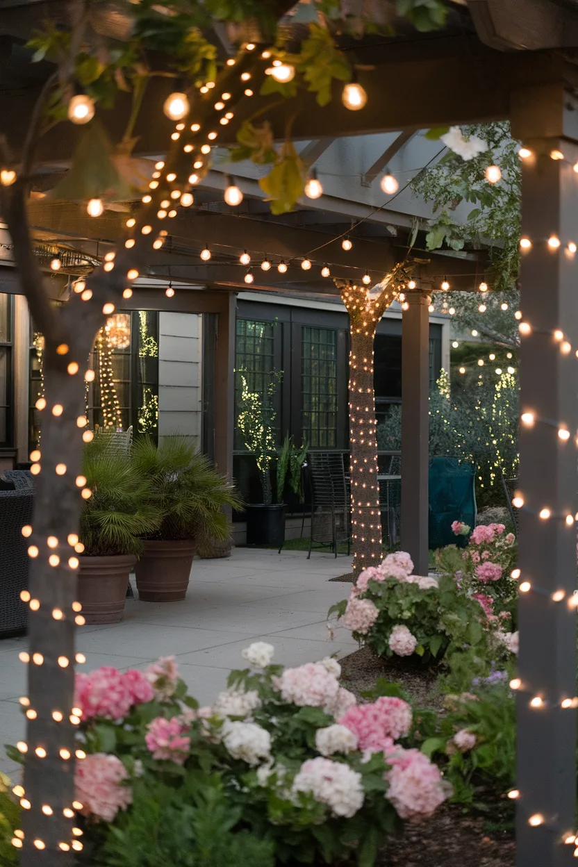 spring decorating ideas fairy lights patio