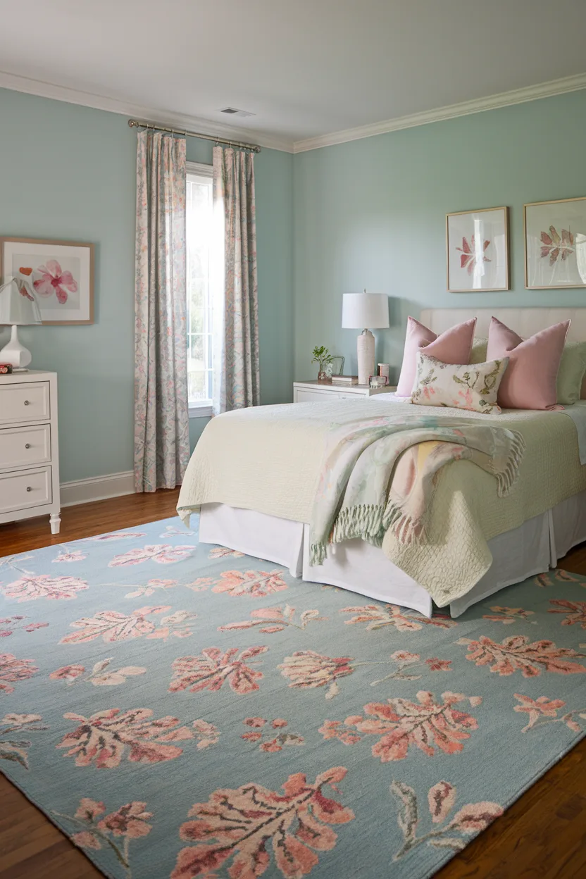 spring decorating ideas pastel colored rug