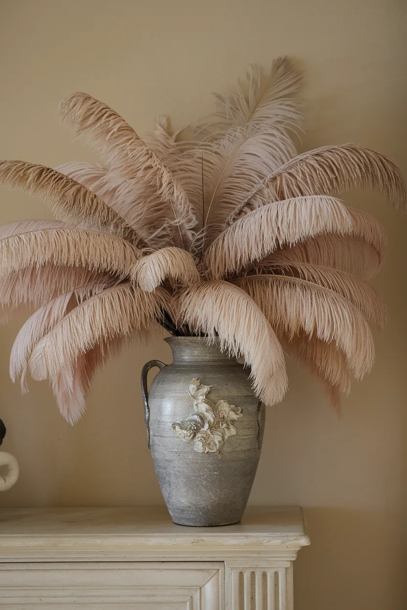 vase decorating ideas with feathers