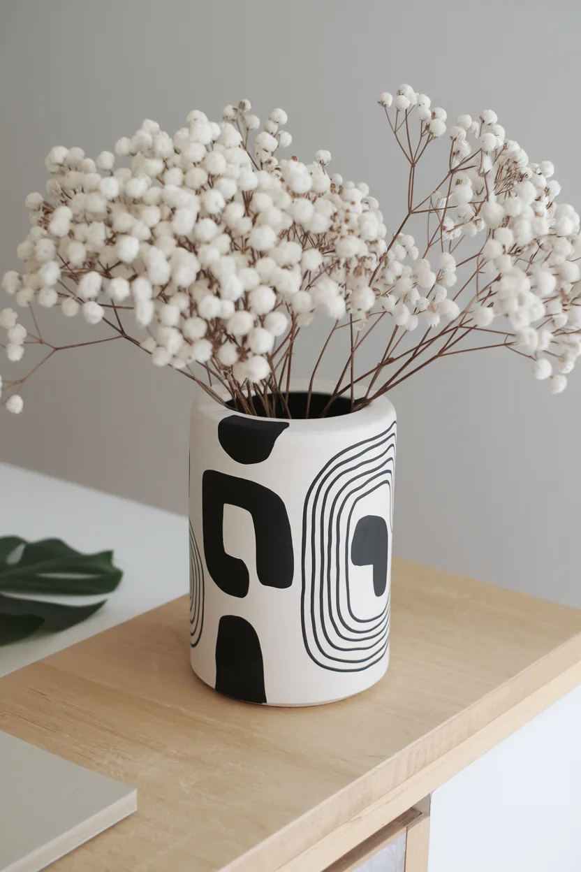 vase decorating ideas with minimalist black and white vases