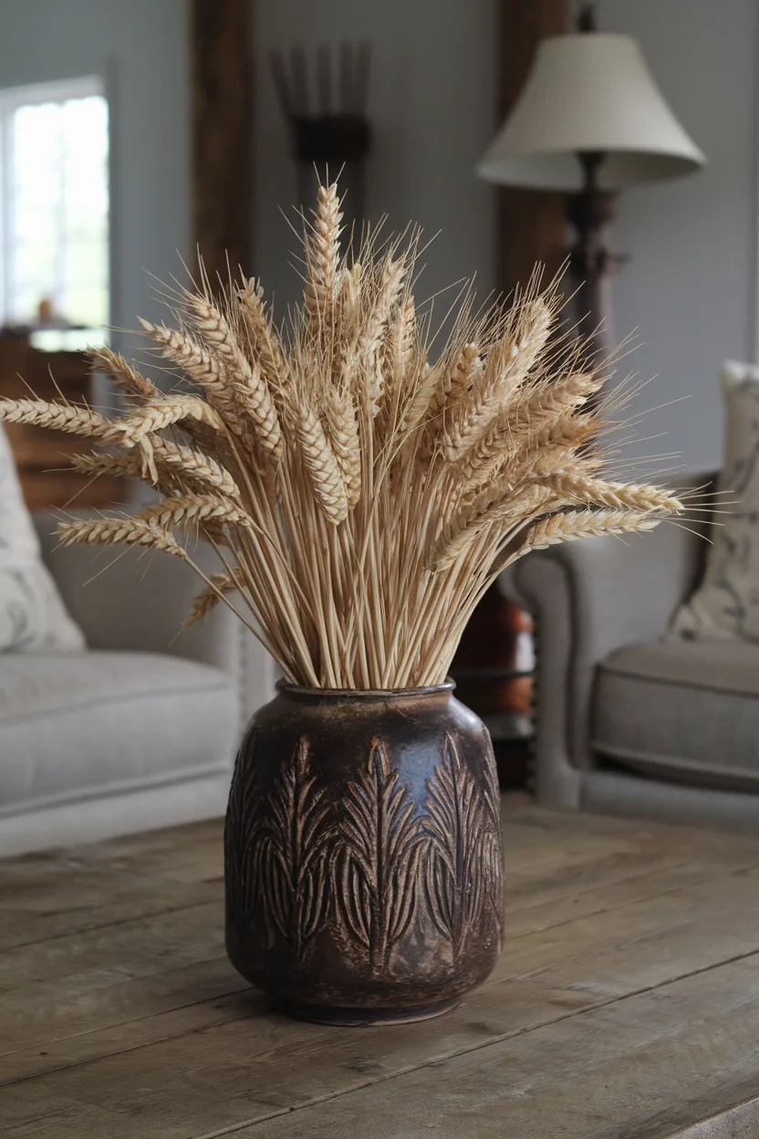 vase decorating ideas with wheat stalks