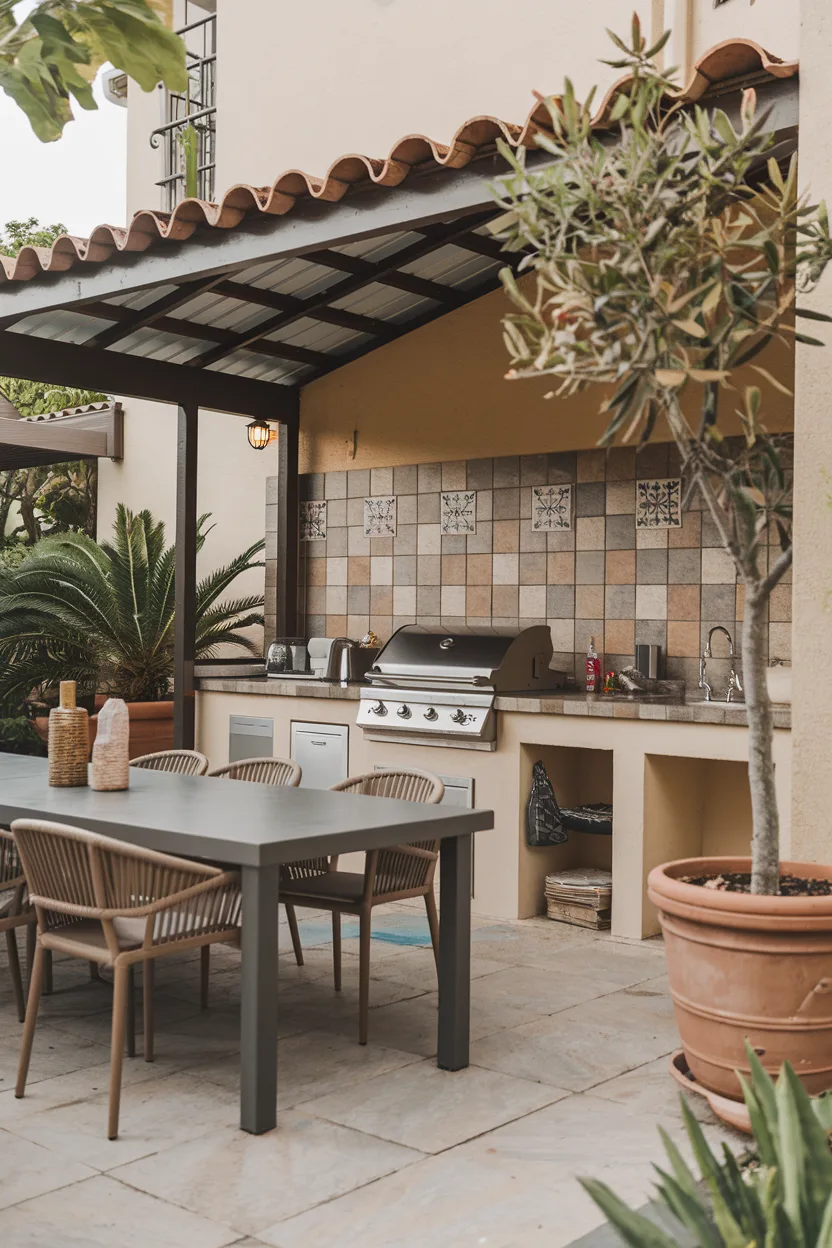 outdoor kitchen dining area