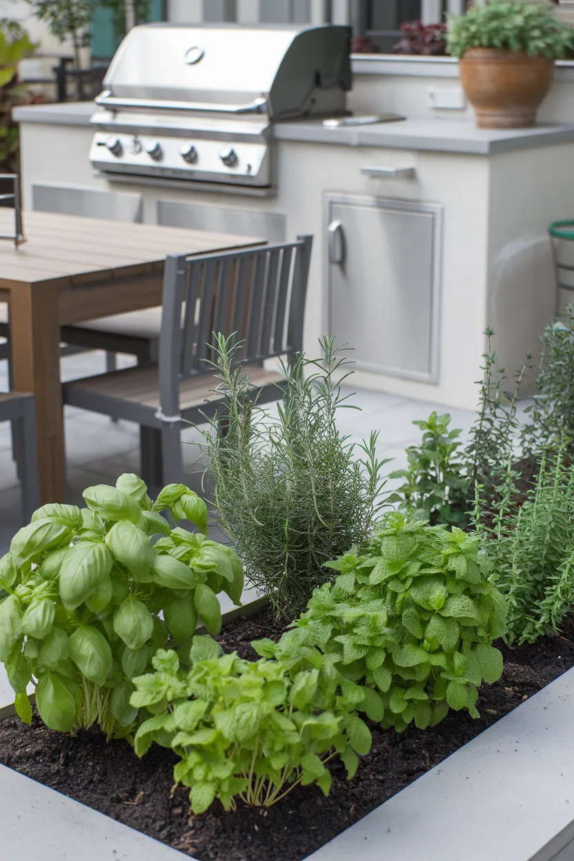 outdoor kitchen herb garden