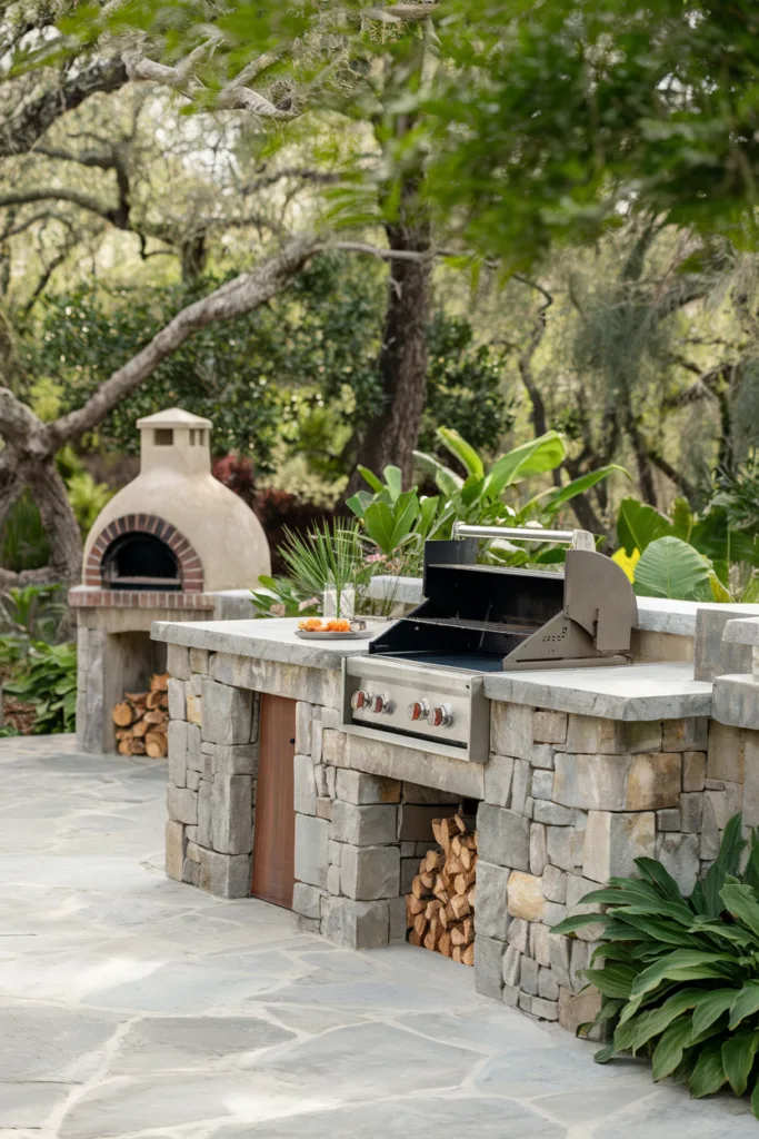 outdoor kitchen rustic stone