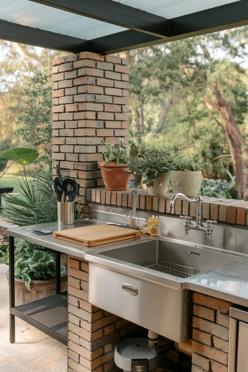 outdoor kitchen sink and prep station