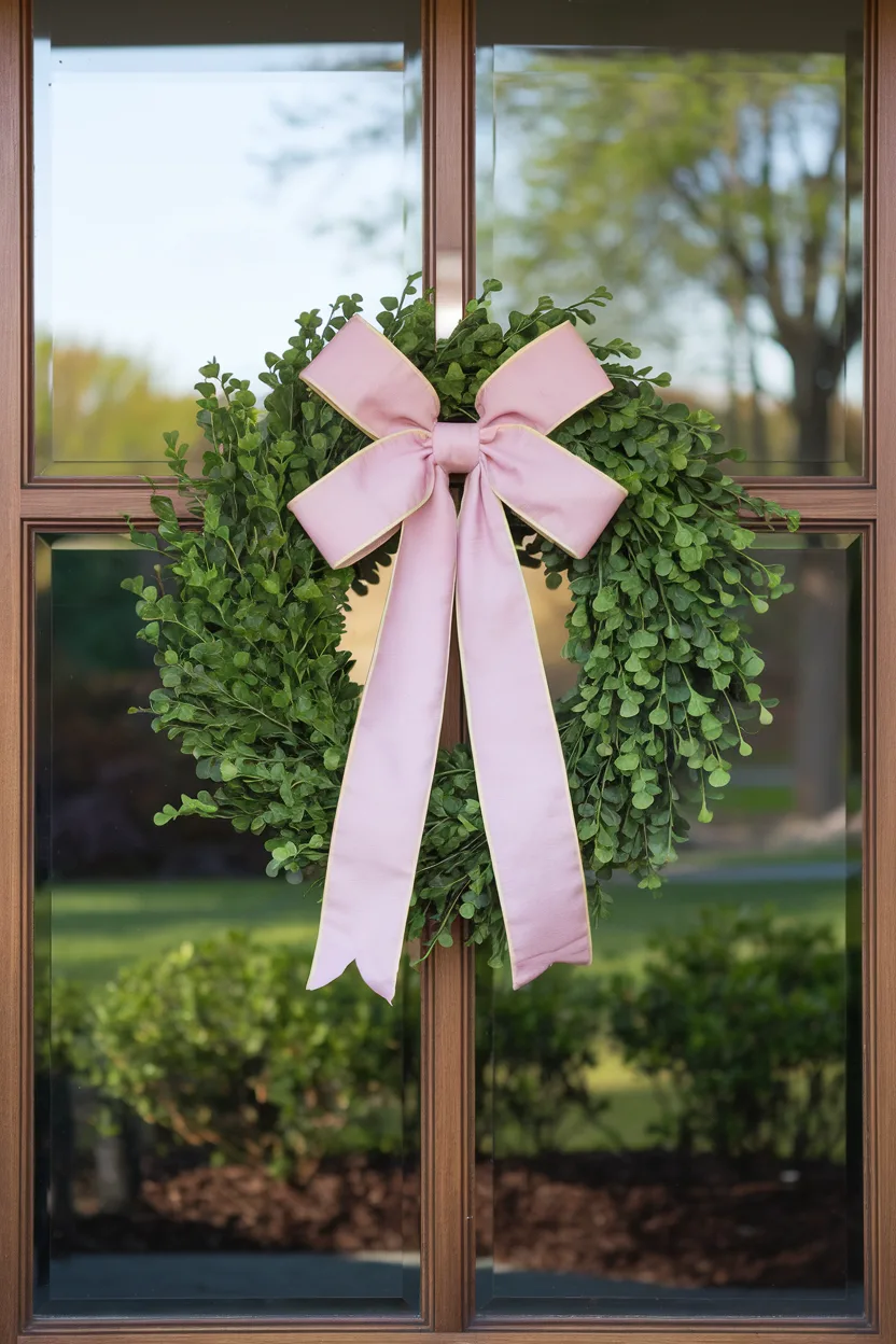 spring wreath boxwood wreath with a bow