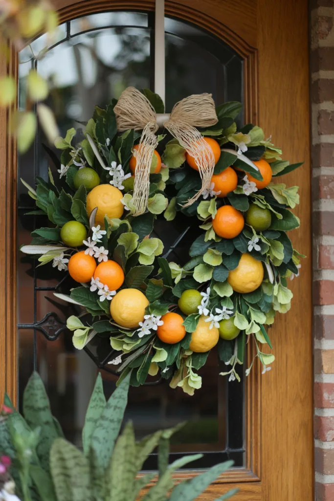 spring wreath citrus inspired wreath