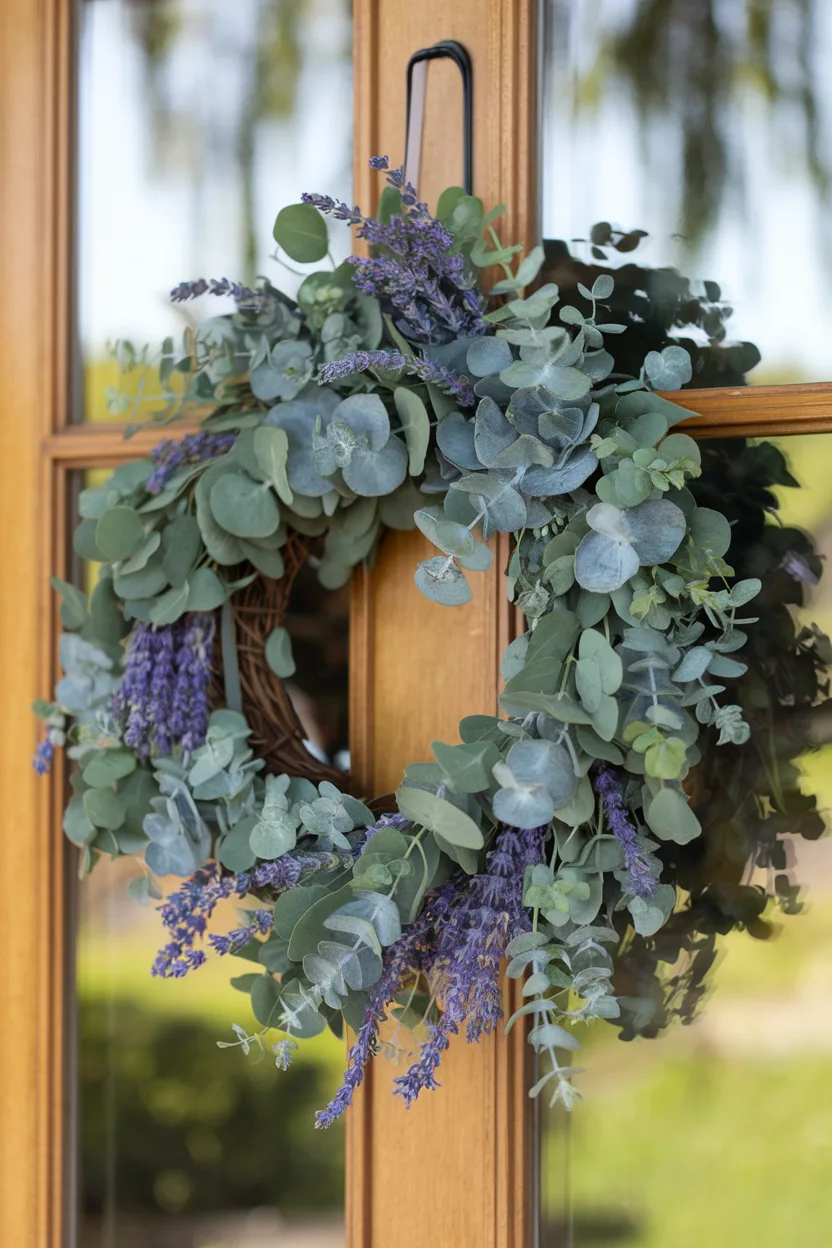 spring wreath eucalyptus and lavender