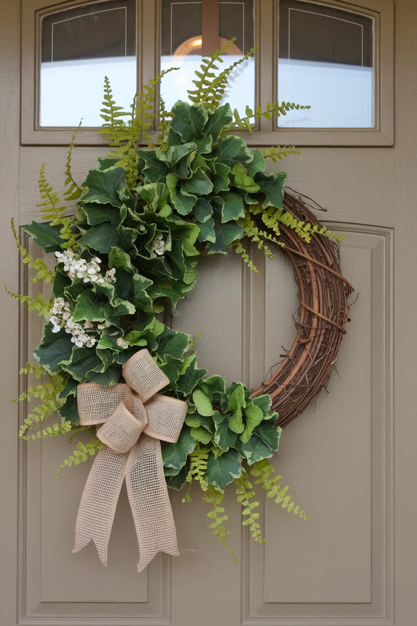 spring wreath fern and ivy wreath