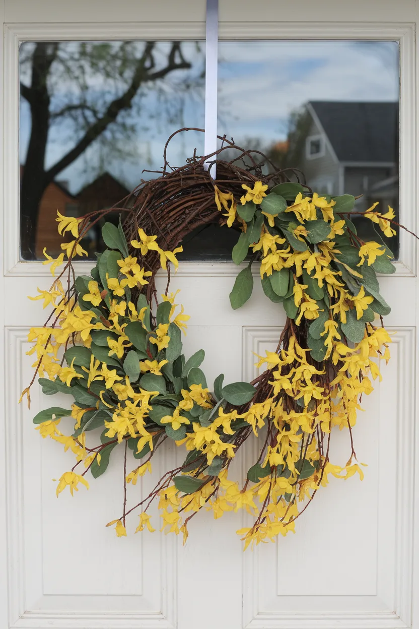 spring wreath forsythia wreath