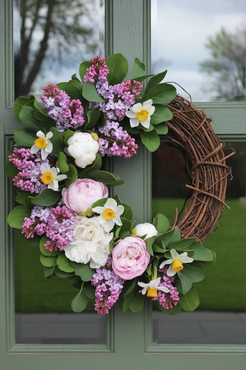 spring wreath grapevine wreath with spring blooms