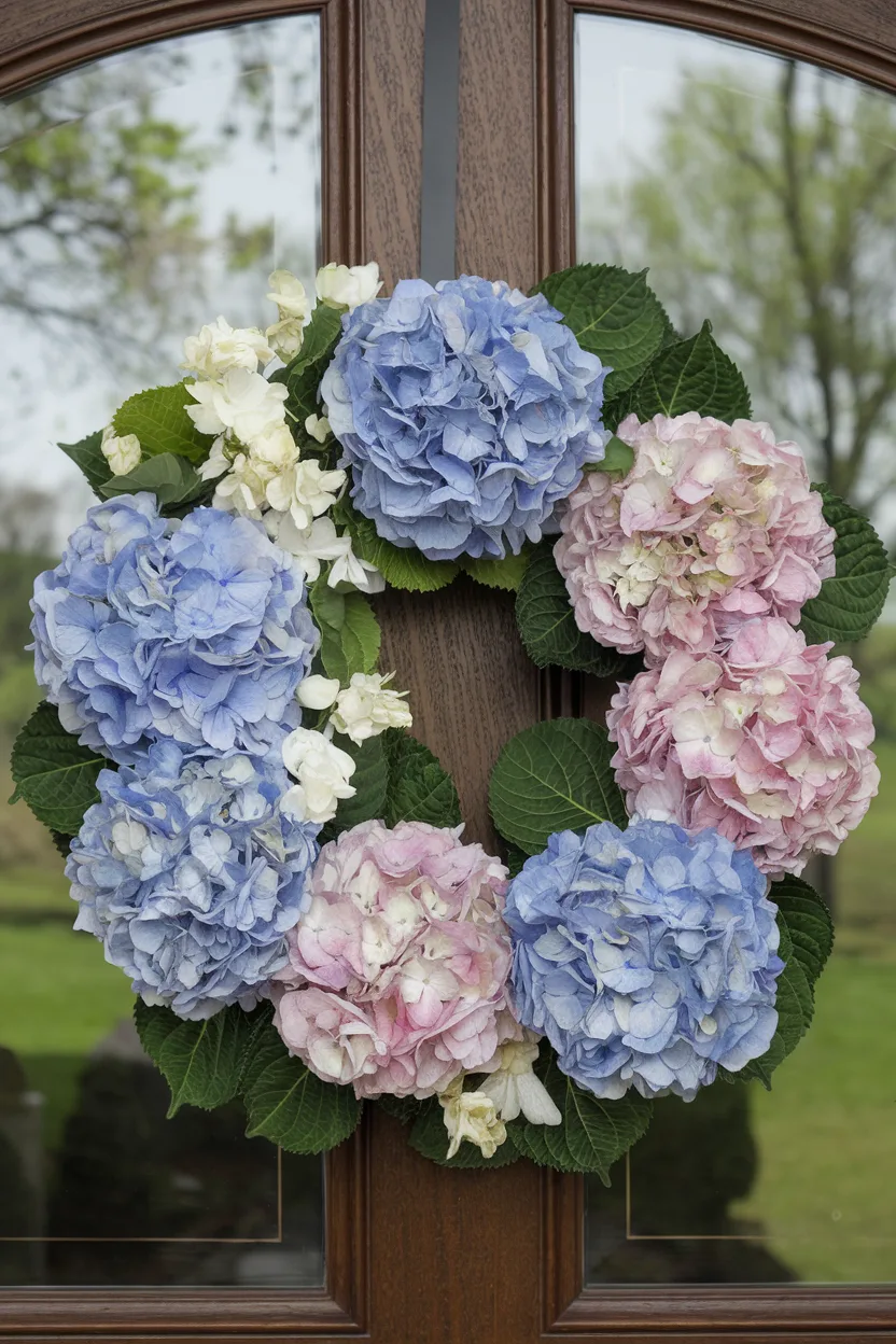 spring wreath hydrangea wreath