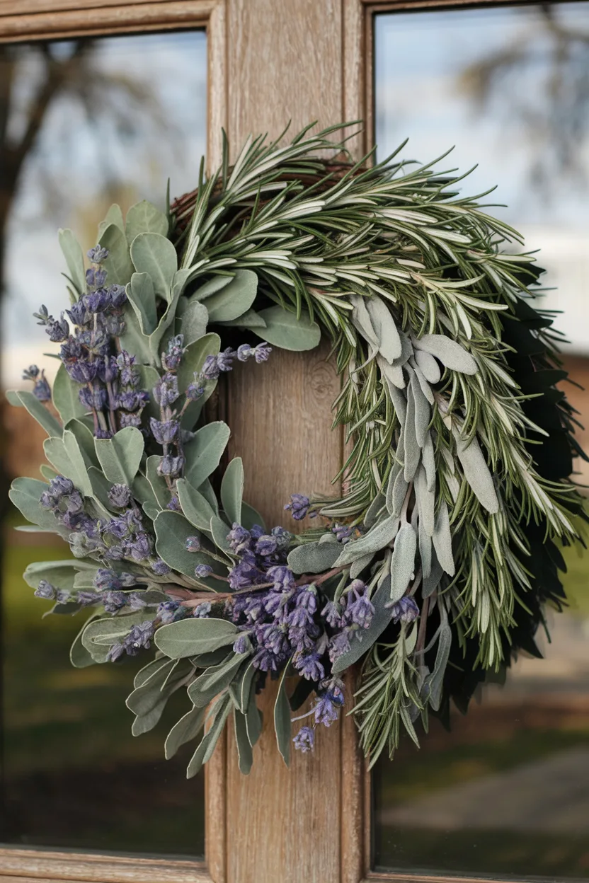 spring wreath mixed herb wreath