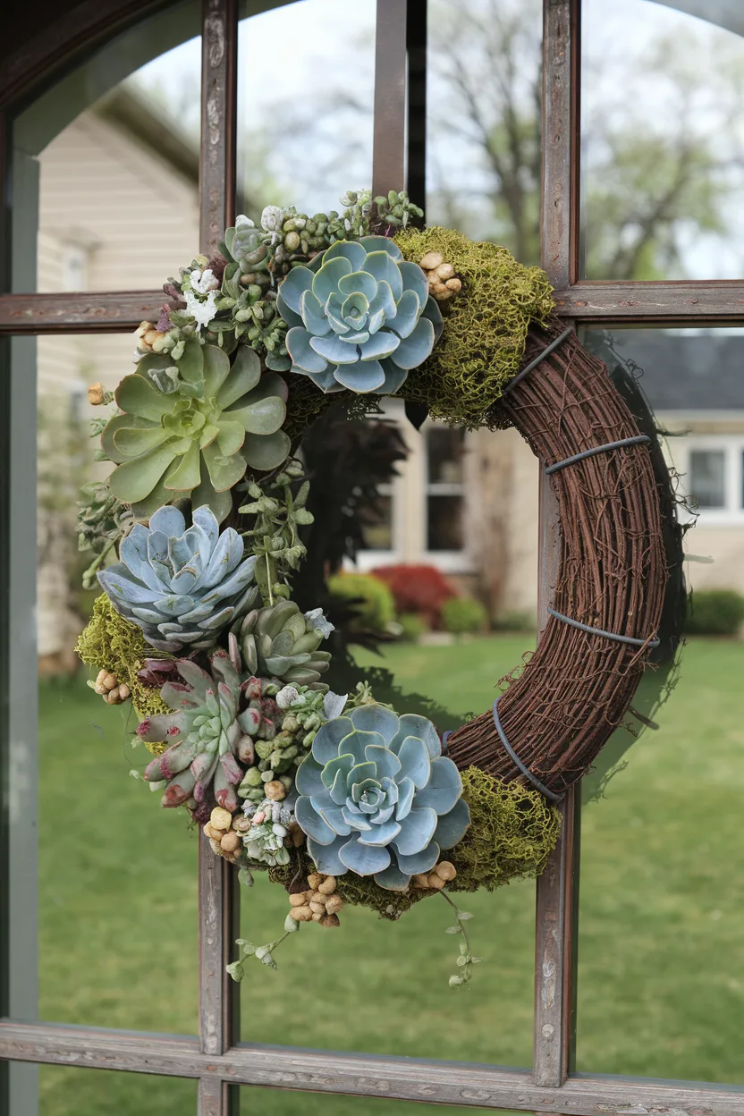 spring wreath succulent wreath