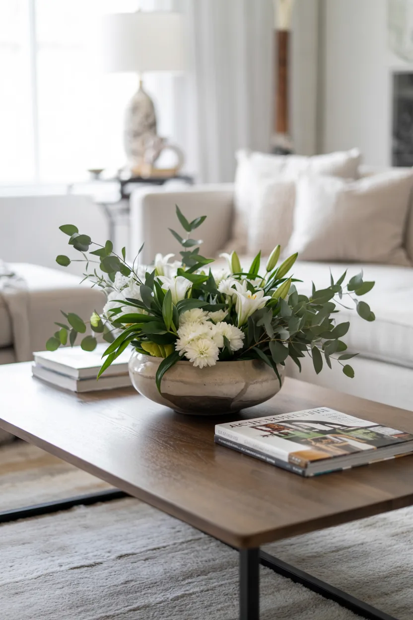 coffee table greenery or flowers