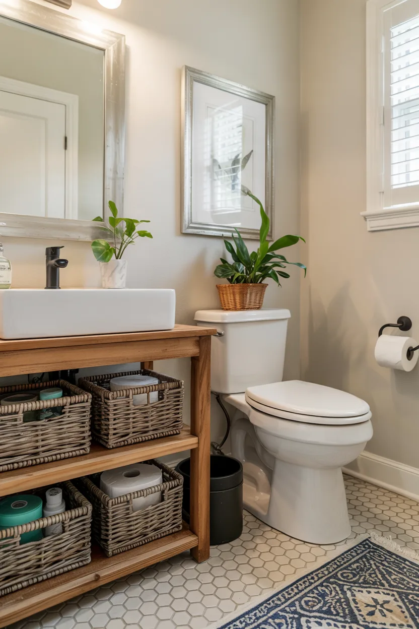 toilet room baskets