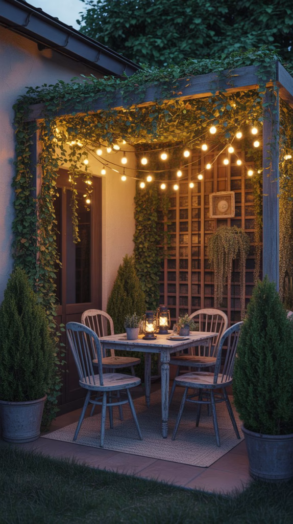 the fairy lit dining alcove