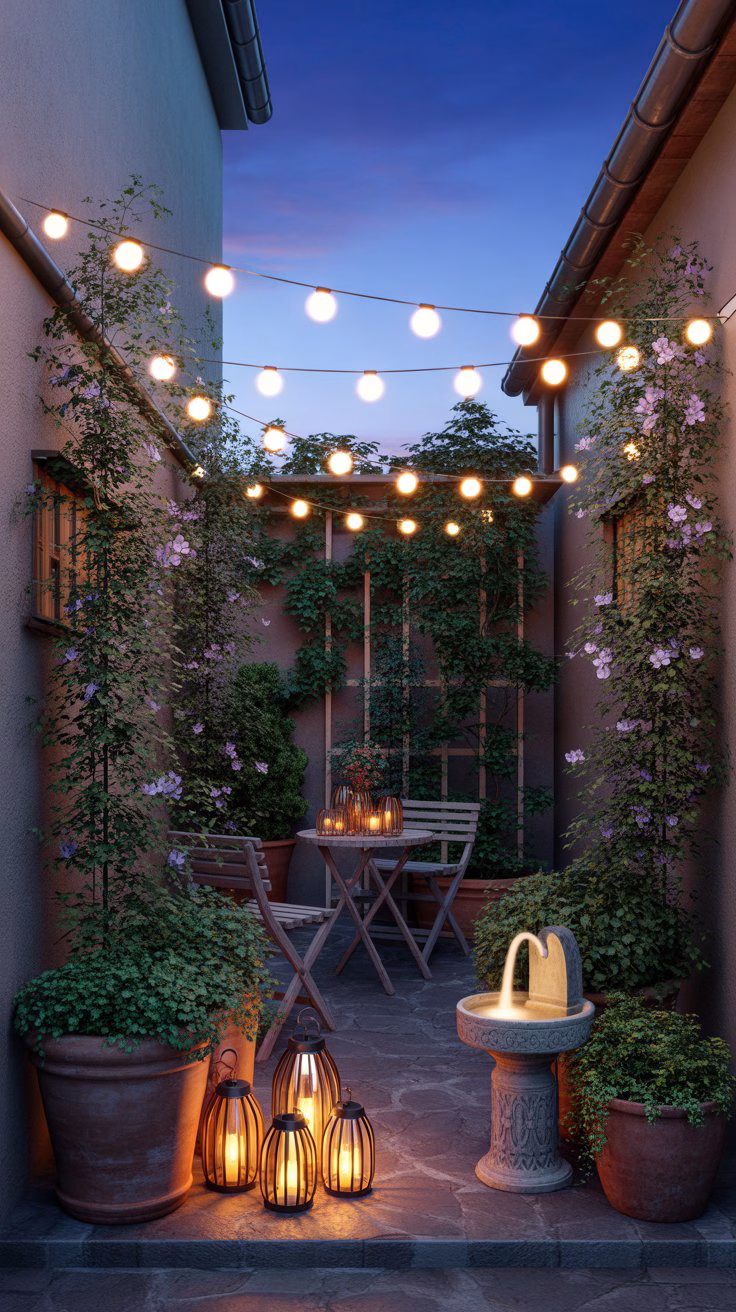 the moonlit lantern courtyard