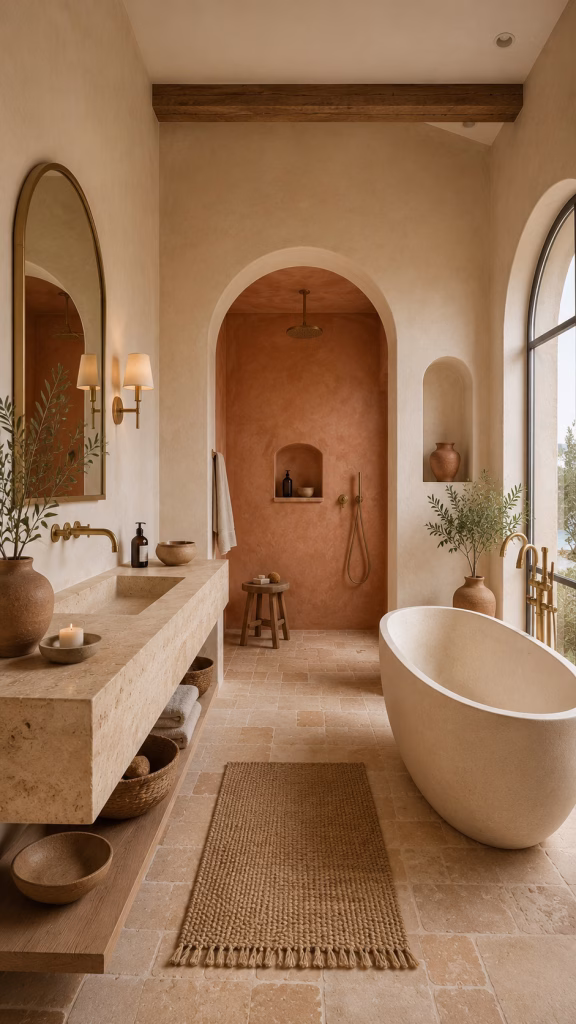 mediterranean stone coastal bathroom