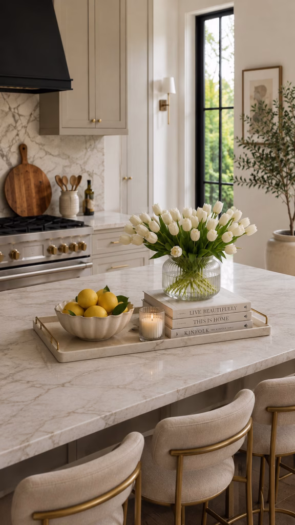 the everyday elegant kitchen island decor