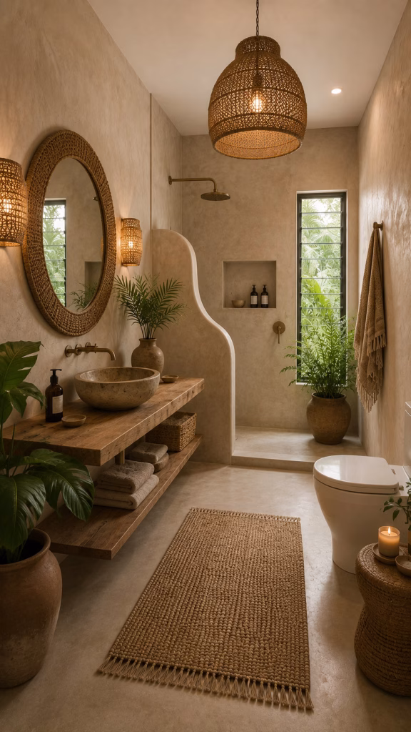tulum boho coastal bathroom